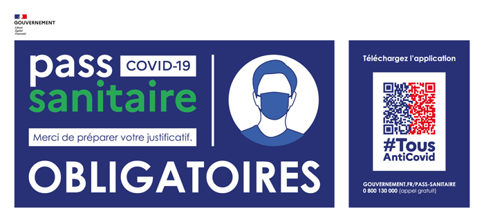 Pass sanitaire et port du masque obligatoires