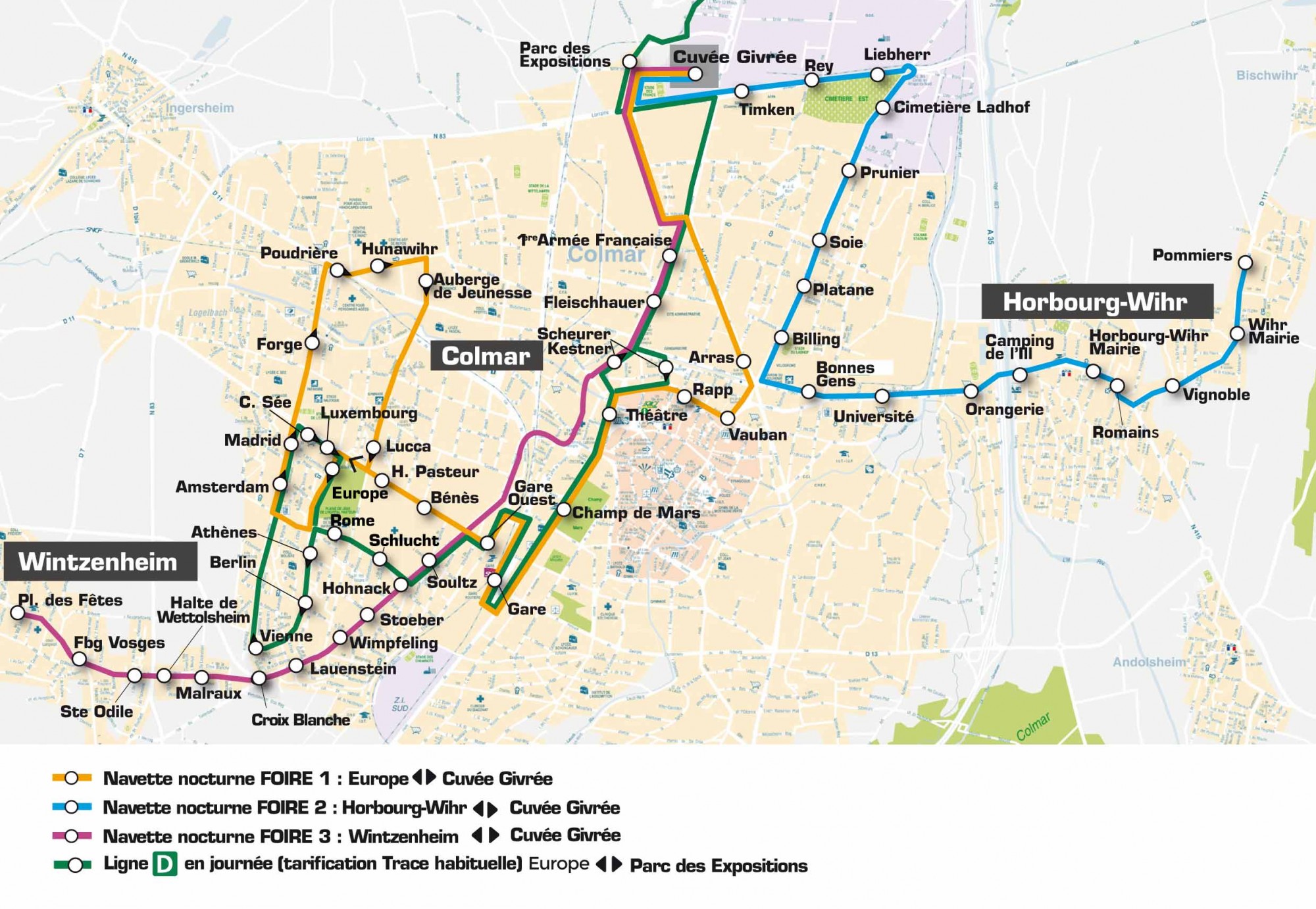 Plan des navettes TRACE